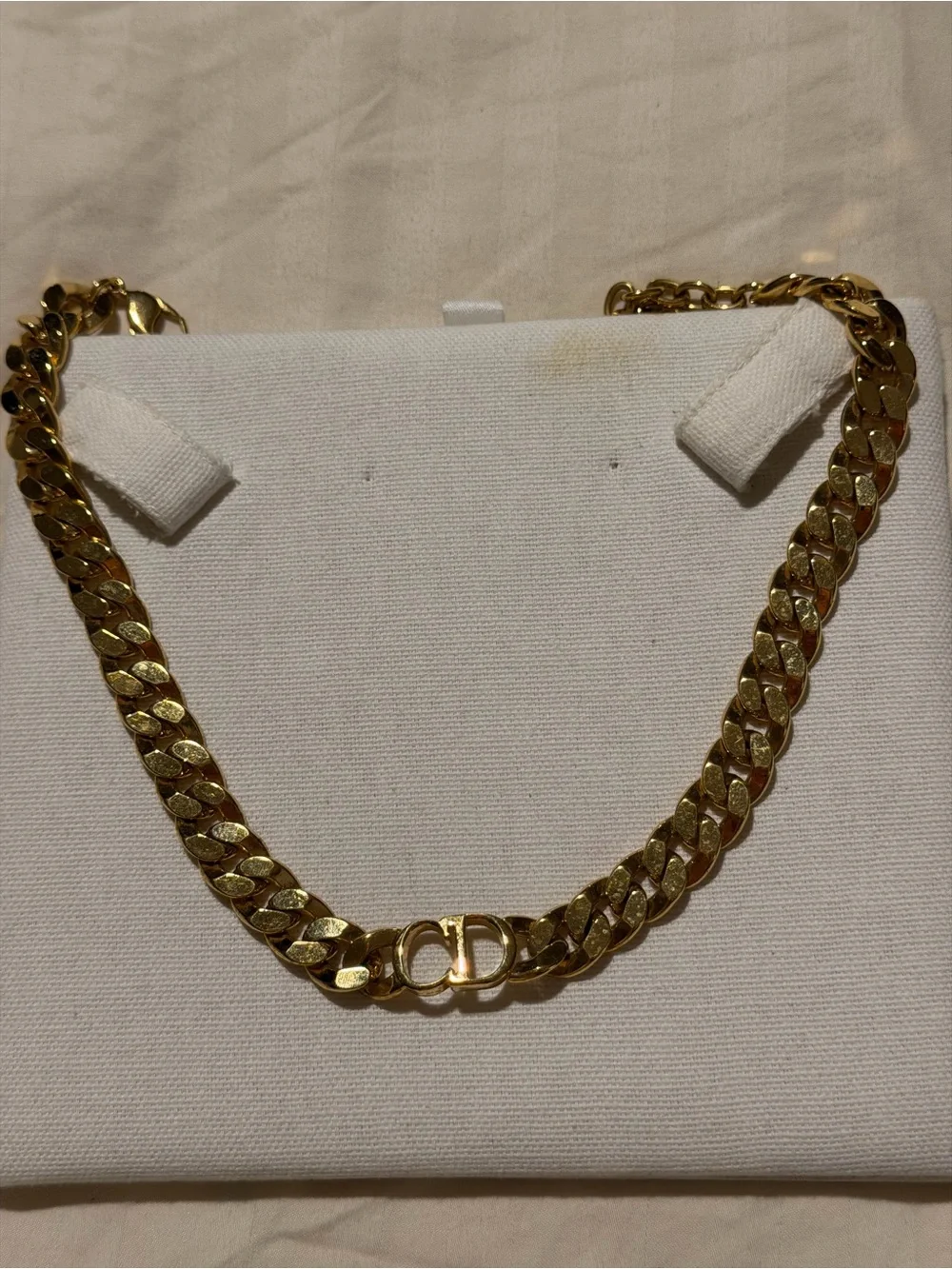 Dior Gold-Tone CD Cuban Link Choker Necklace